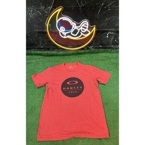 Oakley Shirt Mens Medium Short Sleeve Crew‎ Neck Outdoors Heather Red
